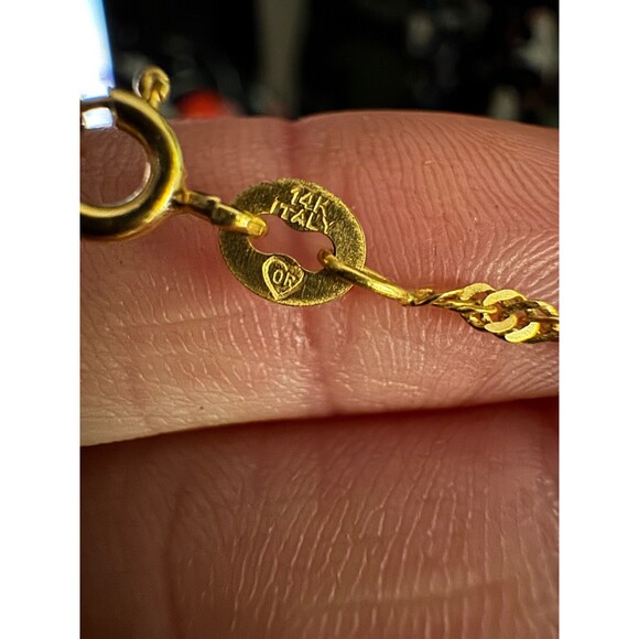 14k Yellow Gold Diamond Cut Singapore Chain 24 Inch 2mm Necklace Vintage 3.2g - Picture 11 of 16